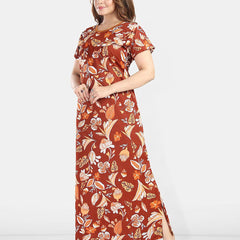 Be You Womjenb Maternity Floral Printed Maxi Nightdress