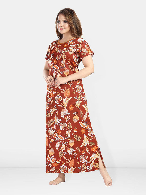Be You Womjenb Maternity Floral Printed Maxi Nightdress
