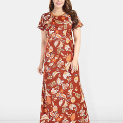Be You Womjenb Maternity Floral Printed Maxi Nightdress