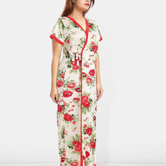 Be You Women Printed V-Neck Maxi Nightdress