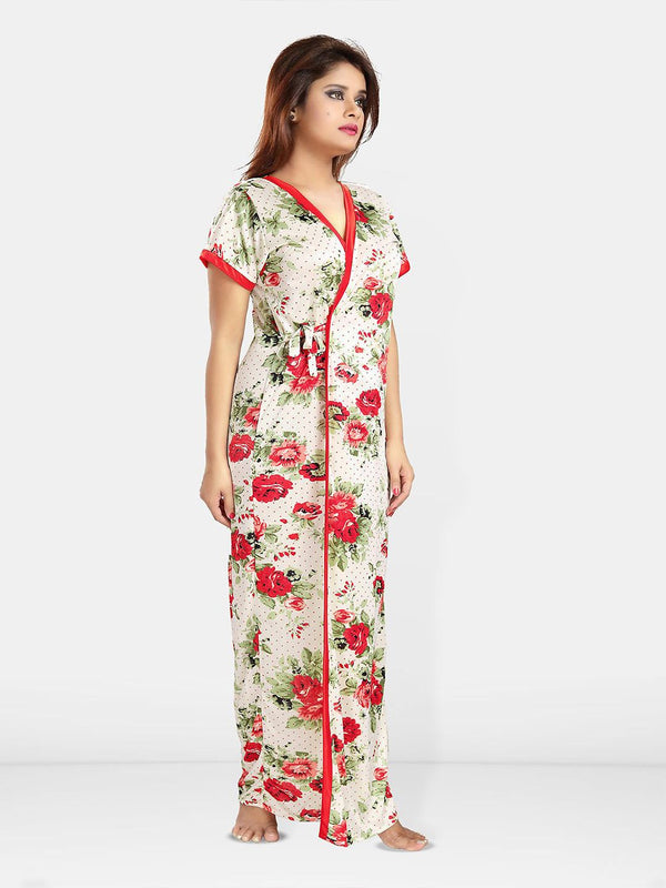 Be You Women Printed V-Neck Maxi Nightdress