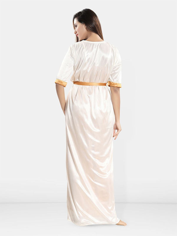 Be You Women Sleeveless Satin Maxi Nightdress With Robe