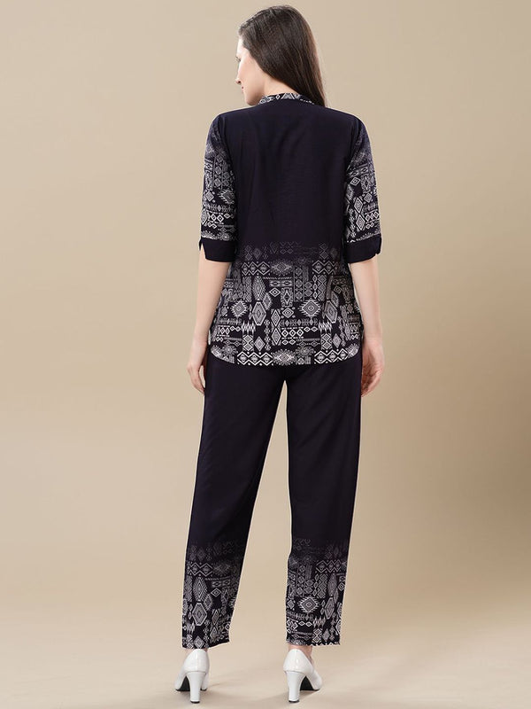 Be You Printed Mandarin Collar