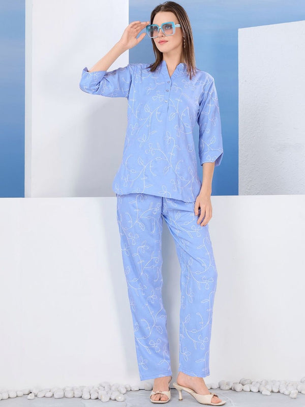 Be You Embroidered Top With Trousers Co-Ords