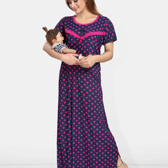 Be You Women Polka Dots Printed Maxi Nightdress