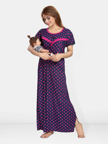 Be You Women Polka Dots Printed Maxi Nightdress