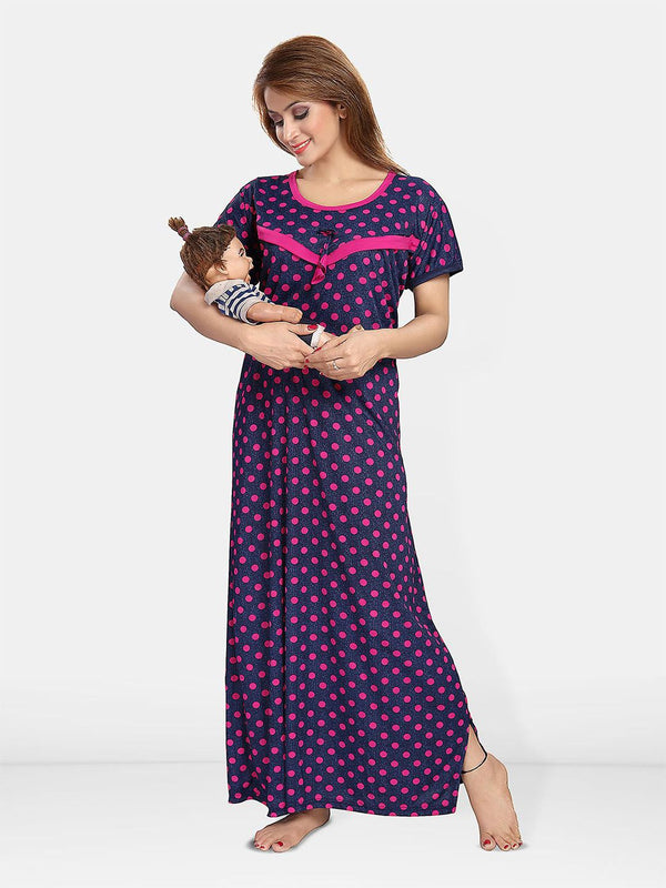Be You Women Polka Dots Printed Maxi Nightdress
