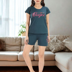 Be You Women Typography Printed T-shirt & Shorts Night suit