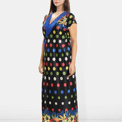 Be You Women Printed V-Neck Maxi Nightdress with Robe