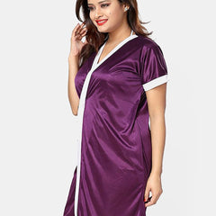 Be You Women Satin Nightwear Set-4 Pcs