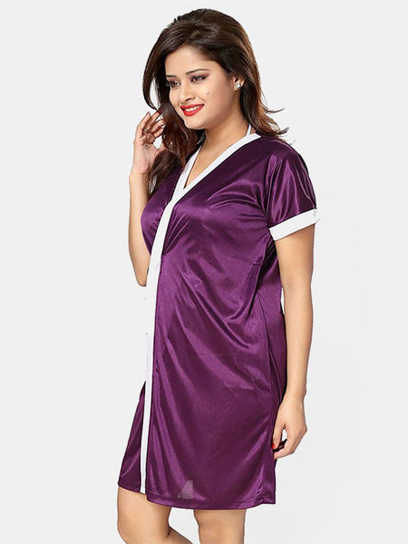 Be You Women Satin Nightwear Set-4 Pcs