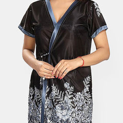 Be You Women Satin Floral Printed Nightwear Set