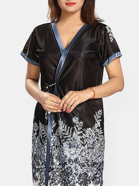 Be You Women Satin Floral Printed Nightwear Set
