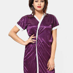 Be You Women Satin Nightwear Set-4 Pcs