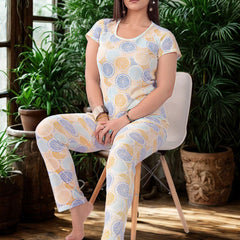 Be You Women Abstract Printed Round Neck Night suit