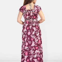 Be You Floral Printed Square Neck Maxi Regular Nightdress