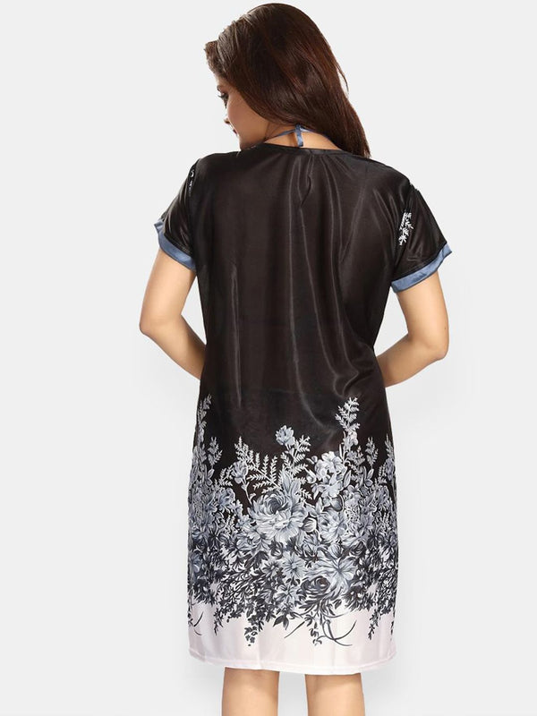 Be You Women Satin Floral Printed Nightwear Set