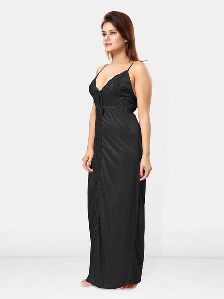 Be You Women Sleeveless Satin Maxi Nightdress