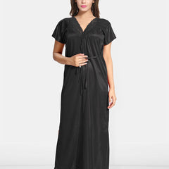 Be You Women Solid Nightdress with Robe