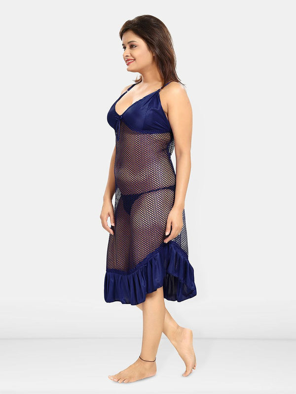 Be You Solid Satin Maxi Nightdress With Robe