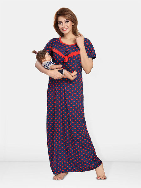 Be You Satin Polka Dots Printed Maxi Nightdress