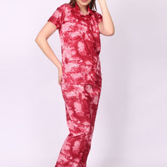 Be You Women Tie-Dye Print Top & Pyjama Night Suit
