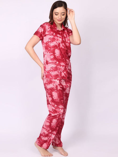 Be You Women Tie-Dye Print Top & Pyjama Night Suit