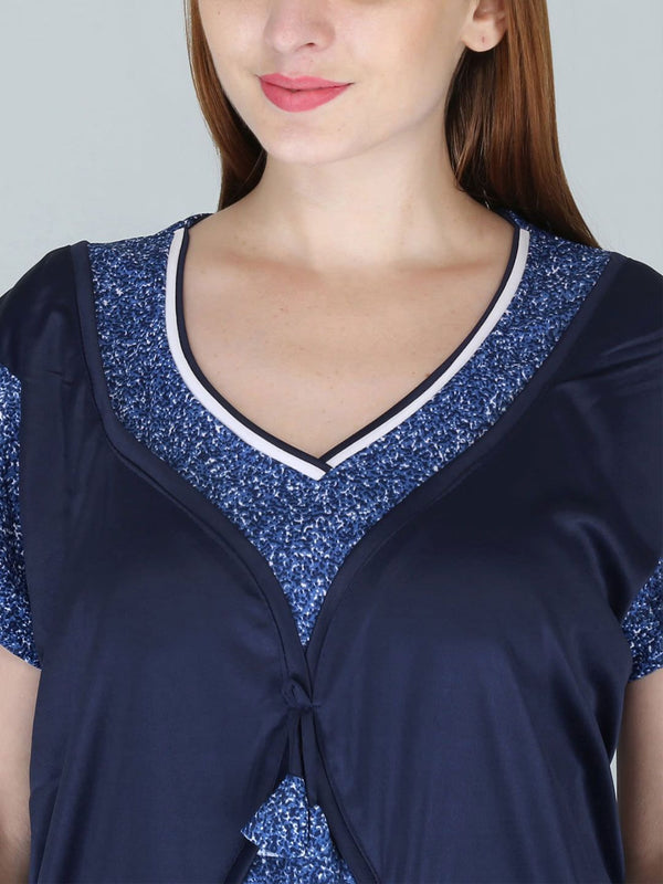 Be You Women Printed Satin Maxi Nightdress