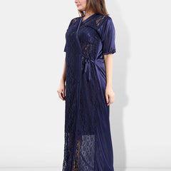 Be You Set Of 3 Lace Detail Satin Maxi Wrap Nightdress