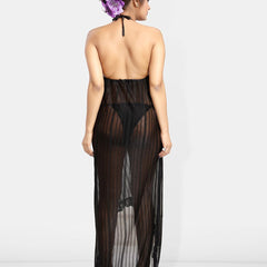 Be You Self Design Halter Neck Net Baby Doll With Brief