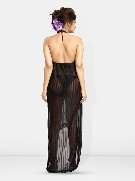 Be You Self Design Halter Neck Net Baby Doll With Brief