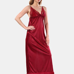 Be You Floral Lace Satin Night Dress With Robe