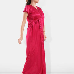Be You V-Neck Satin Night Suit With Robe