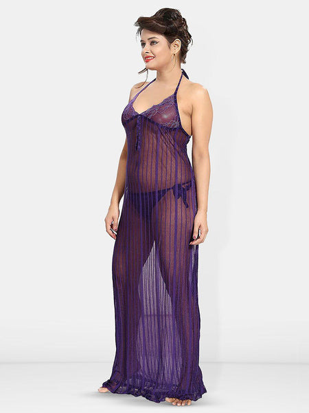 Be You Halter Neck Net Baby Doll With Briefs