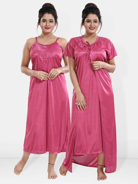 Be You Maxi Satin Wrap Nightdress With Robe