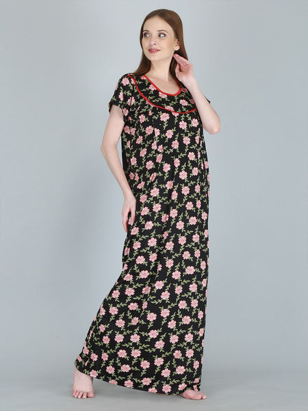 Be You Women Printed Maternity Maxi Nightdress
