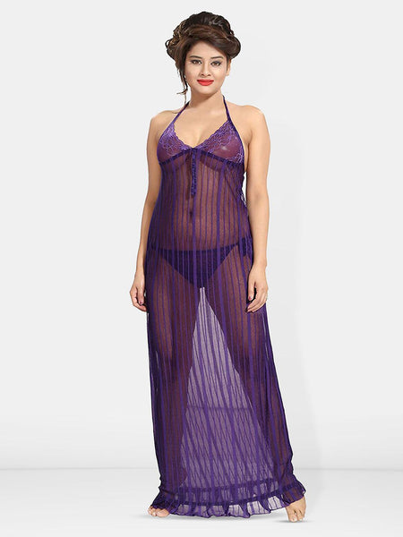 Be You Halter Neck Net Baby Doll With Briefs