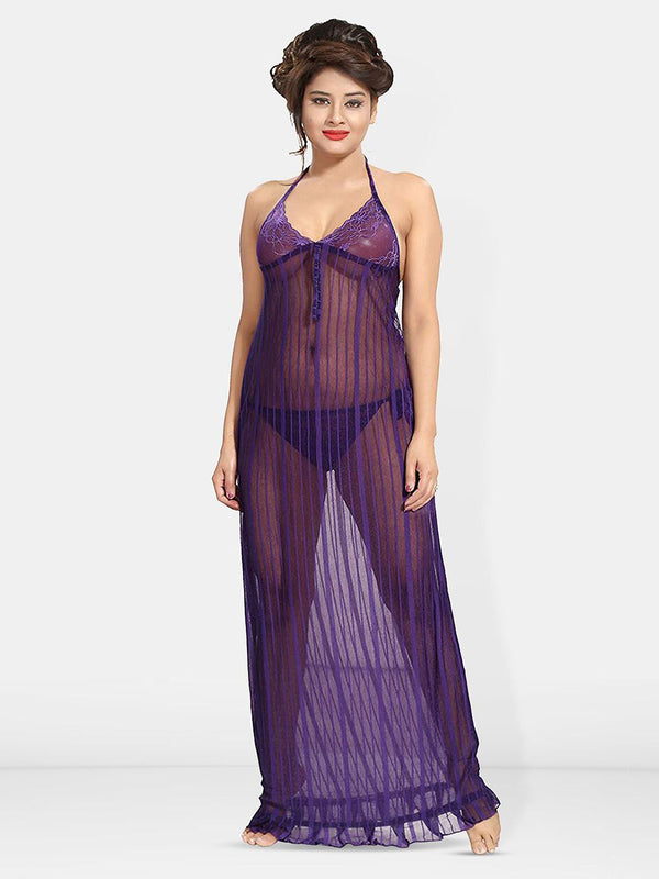 Be You Halter Neck Net Baby Doll With Briefs