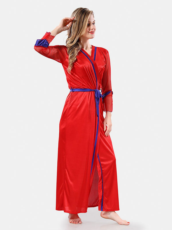 Be You Shoulder Strap Satin Maxi Nightdress With Robe