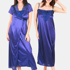 Be You Floral Lace Shoulder Straps Satin Maxi Nightdress With Robe