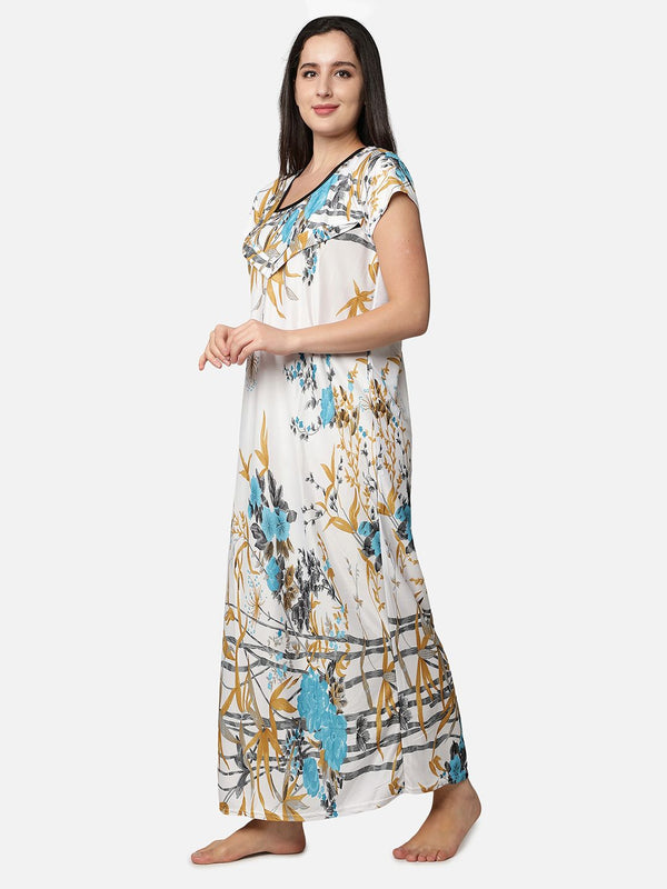 Be You White Printed Feeding Nightdress