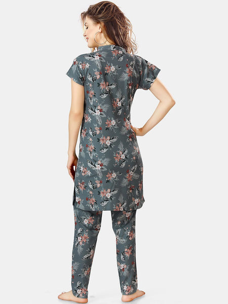 Be You Printed Kurta With Pyjama Night Suit