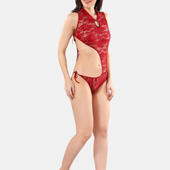Be You Net Self Design Spread Collar Baby Doll with Asymmetric