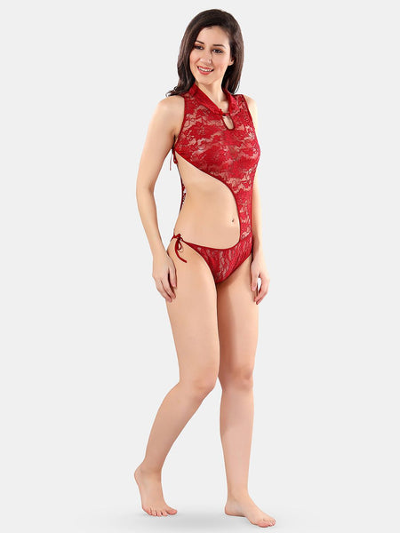 Be You Net Self Design Spread Collar Baby Doll with Asymmetric