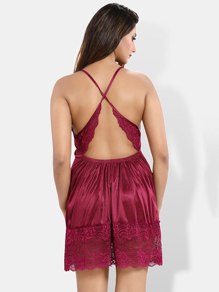Be You Self Design Shoulder Straps Satin Baby Doll