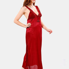 Be You V Neck Lace Satin Maxi Nightdress With Robe