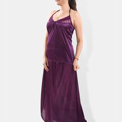 Be You V-Neck Satin Lace Night Suit With Robe