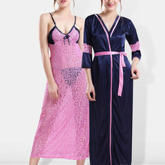 Be You Shoulder Straos Lace Detail Maxi Nightdress With Robe