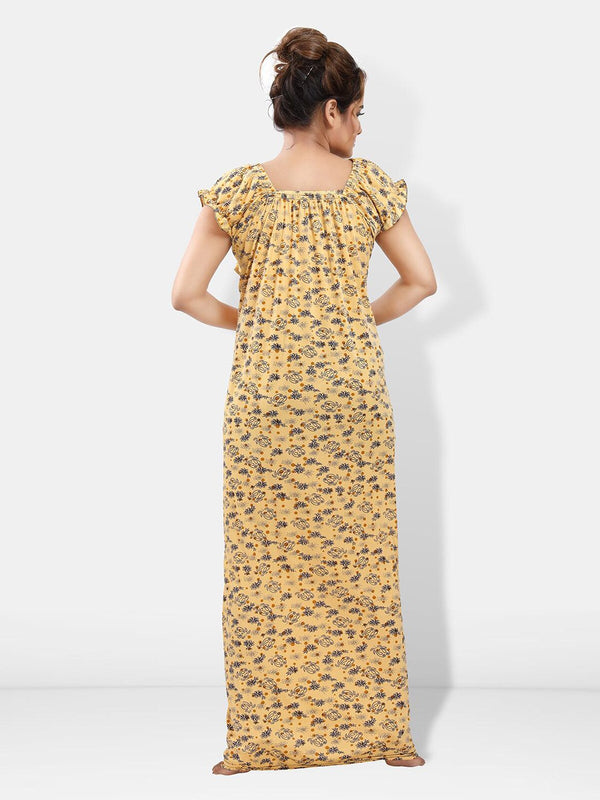 Be You Floral Printed Square Neck Satin Maxi Nightdress