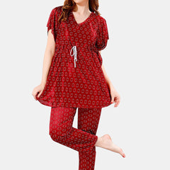 Be You Geometric Printed Satin Night Suit